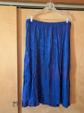 Vintage 80's Blue Paisley Midi Skirt